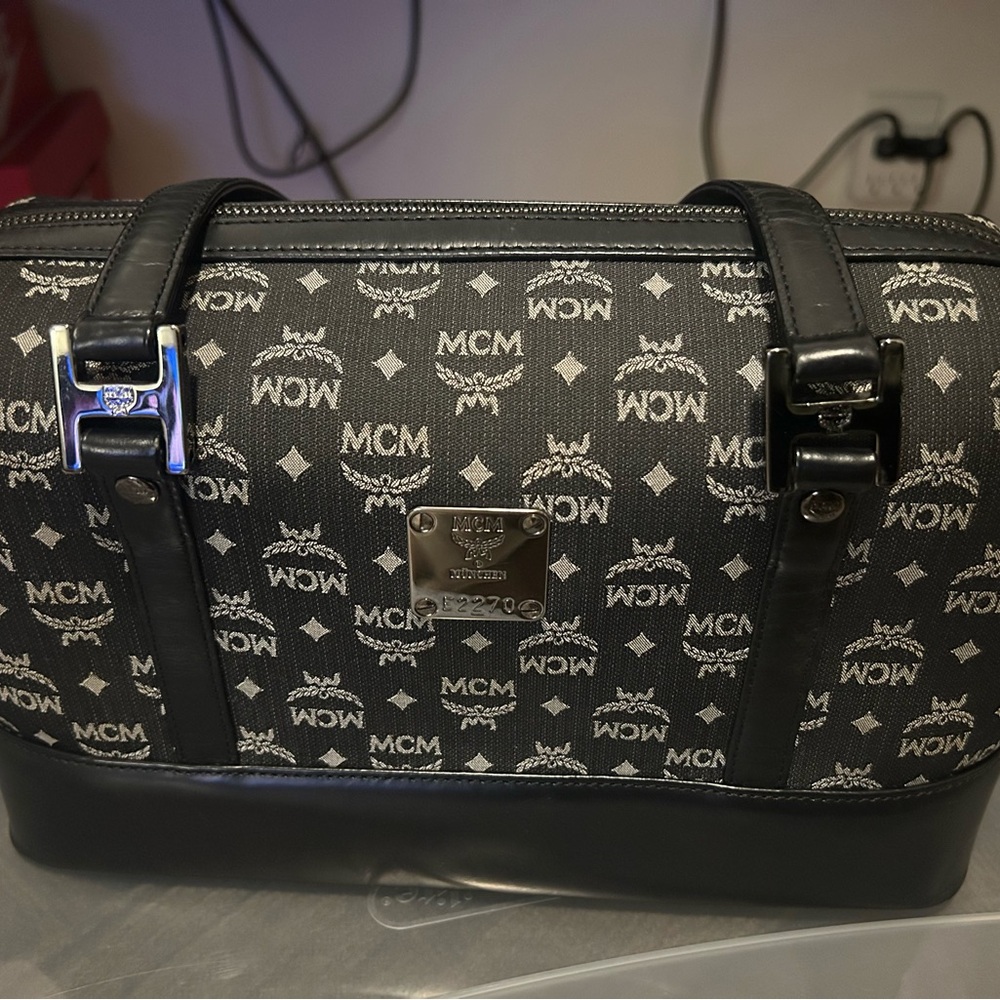 Authentic MCM Rare Black and Gray Boston Bag - Vintage